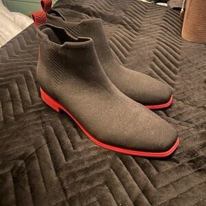 Elegant Black and Red Women's Ankle Boots